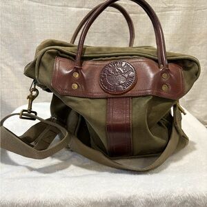 Olive and Brown Leather Trim Duluth Pack Bag